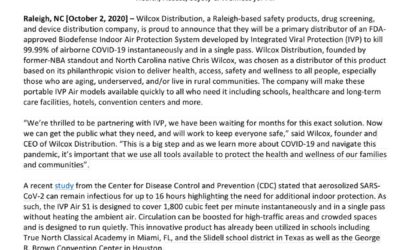 Wilcox Distribution Tapped as Primary Distributor of a Biodefense Indoor Air Protection System